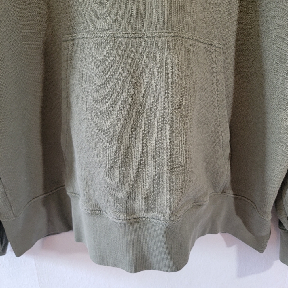 Folk Men's Green Hoodie Sz 5/XL 100% Organic Cotton Waffle Knit Old Money EUC - Picture 4 of 12